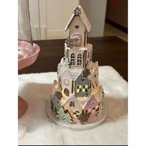 Pastel pink light up Gingerbread sugar castle